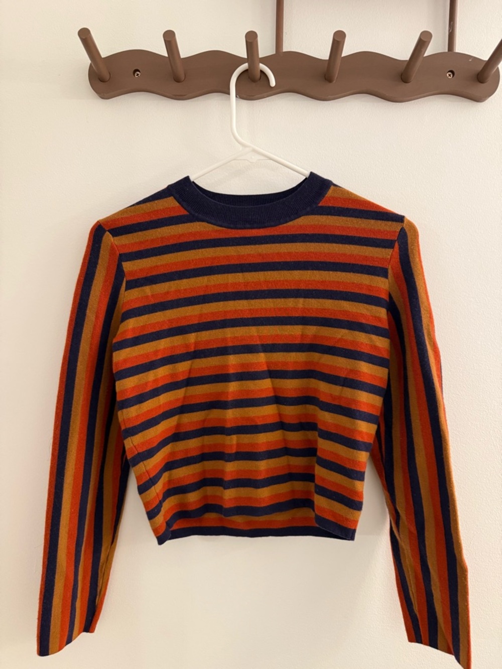 Cropped striped top – wool & cashmere blend